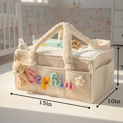Personalized Knit Diaper Caddy Organizer