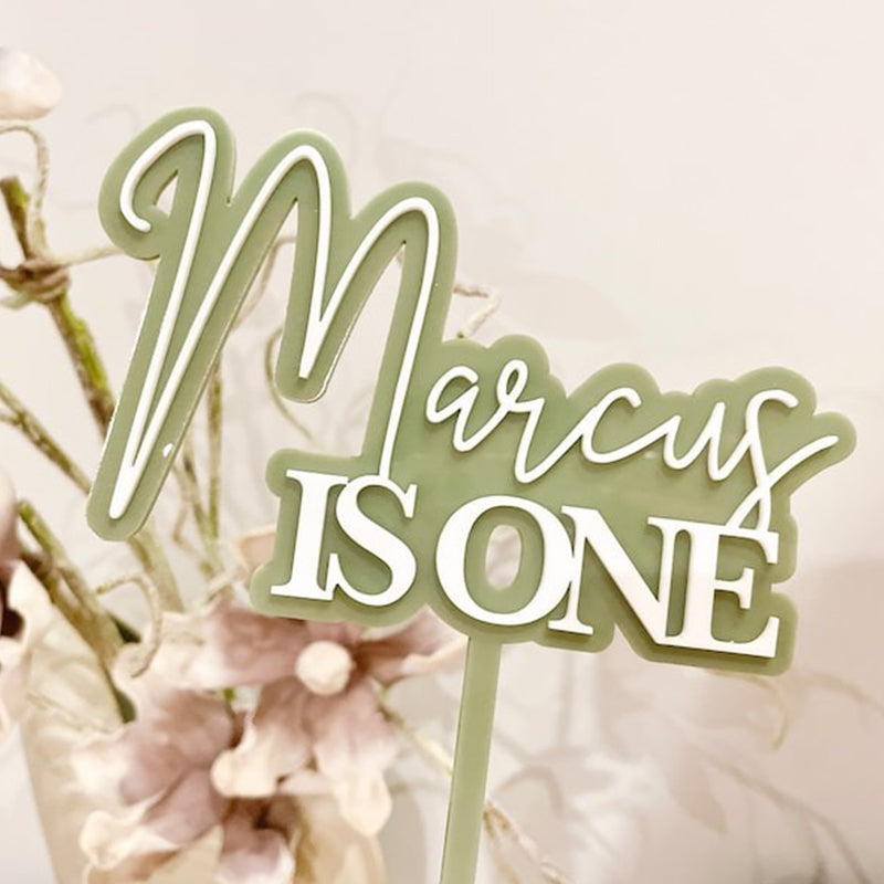 Personalised Double Layered One Year Old Acrylic Cake Topper Acrylic