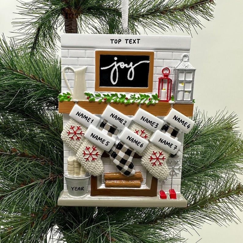 Fireplace Mantel Family Stocking Ornament