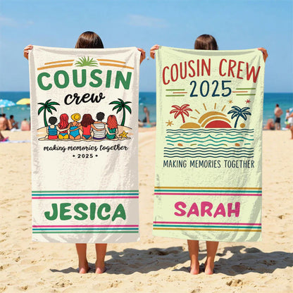 Custom Cousin Crew Beach Towel, Matching Cousin Trip Gift, Family Reunion Gift
