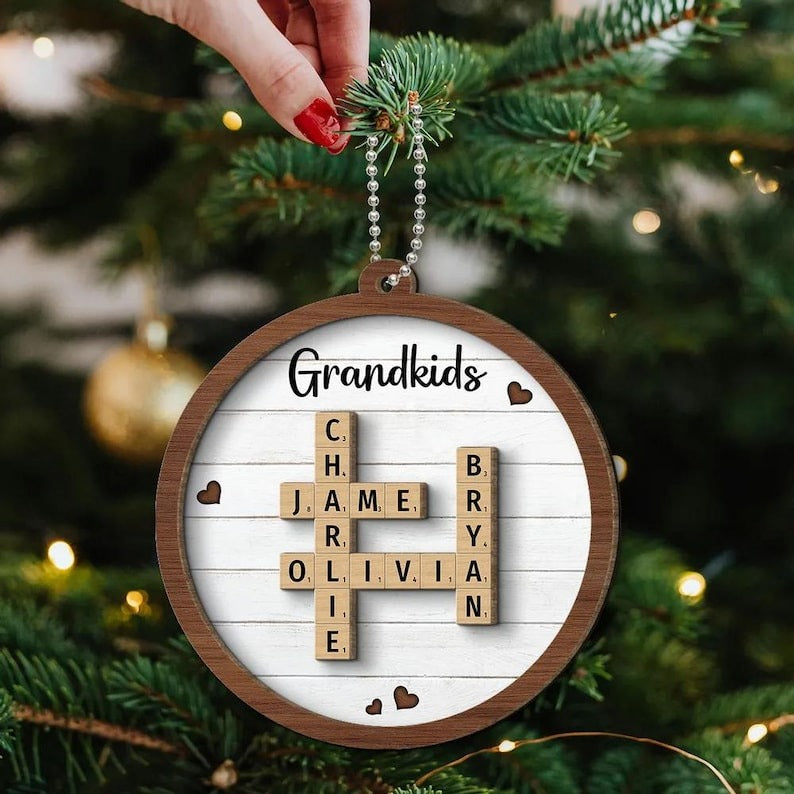 Scrabble Custom Grandchild Christmas Ornament