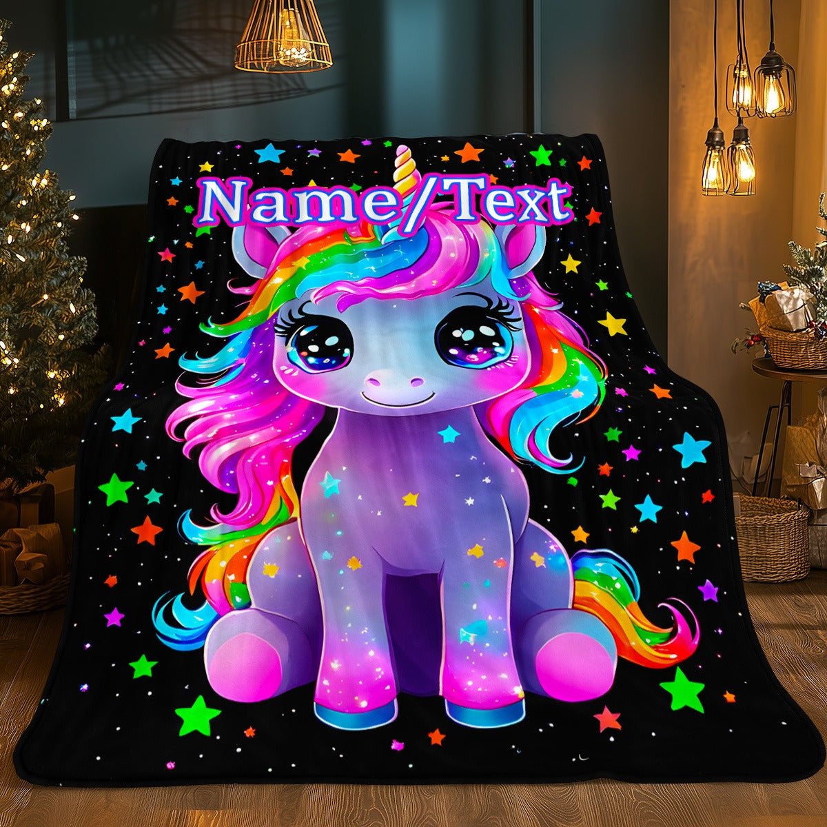 Custom Name, Cartoon Cute Unicorn, Women Like HD Print Blanket