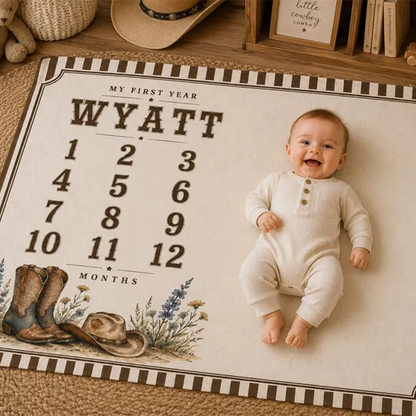 Personalized Cowboy Baby Milestone Blanket