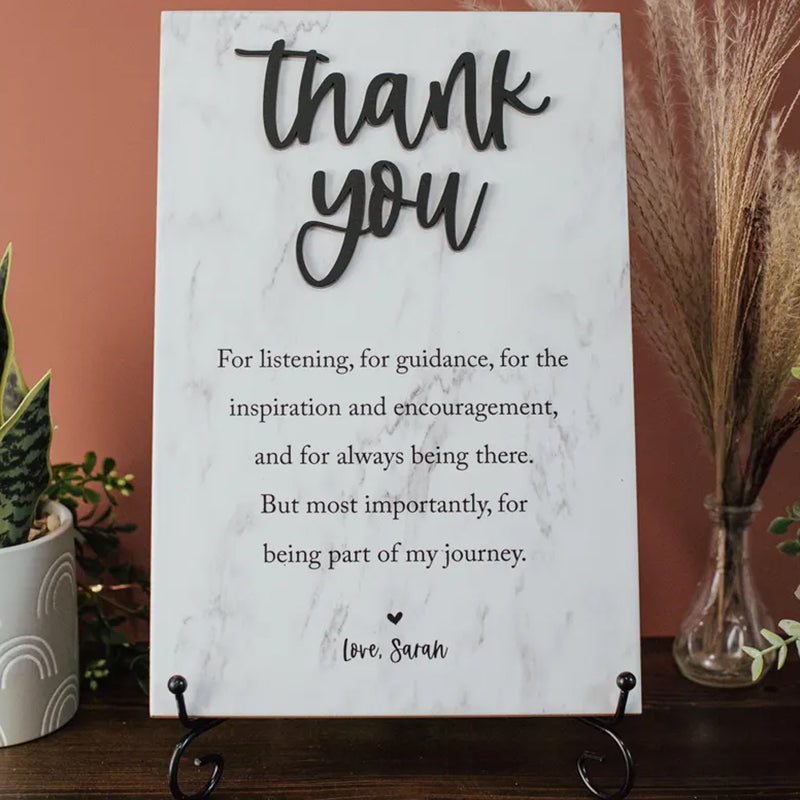 3D Custom Thank You Ceramic Tile Plaque With Stand, Thank You Mentor Sign