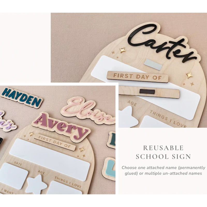 Personalized First Day of School Sign Reusable First Day of Preschool Sign