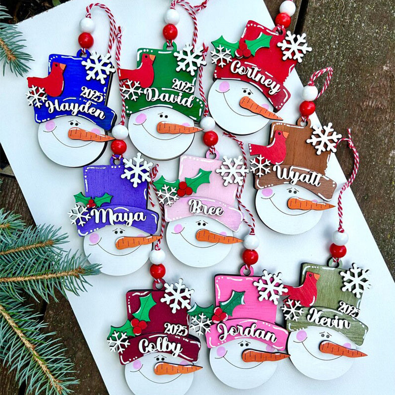 Personalized snowman, kid personalized ornament, Christmas stocking tag