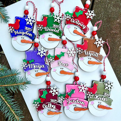 Personalized snowman, kid personalized ornament, Christmas stocking tag