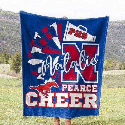 Custom Pearce Mustang Cheer Blanket for PHS Cheerleaders and Their Supporters