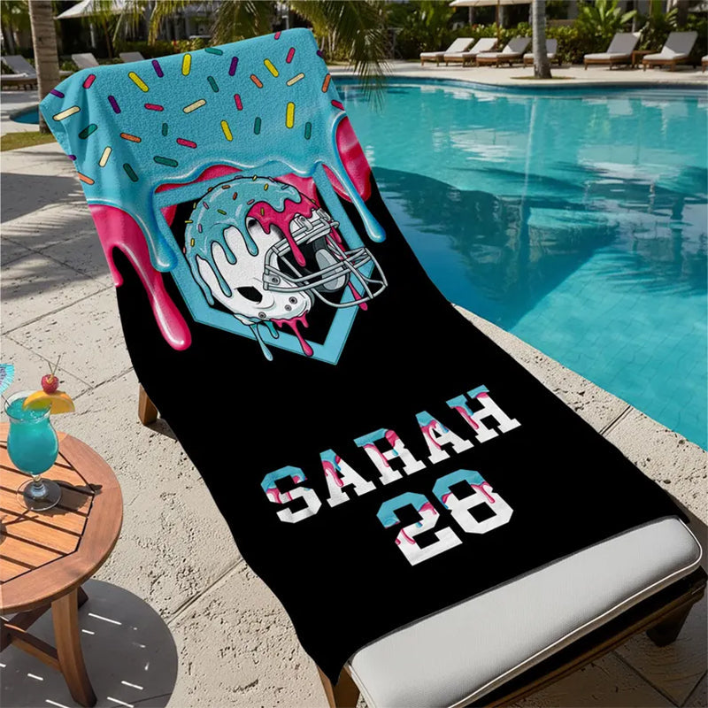 Personalized Ice Cream Drip Baseball Beach Towel For Boys