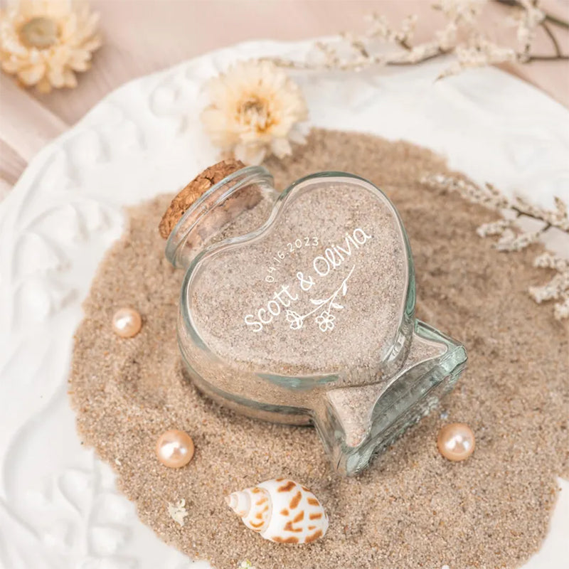 Custom Honeymoon Sand Bottle | Honeymoon Heart Glass Jar