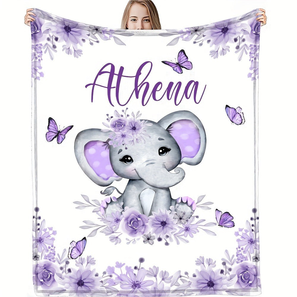 Personalized Animal Fleece Blanket with Custom Name And Letter Design