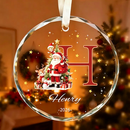 Custom Monogram Name Ornament, Elf Snowman Christmas Ornaments