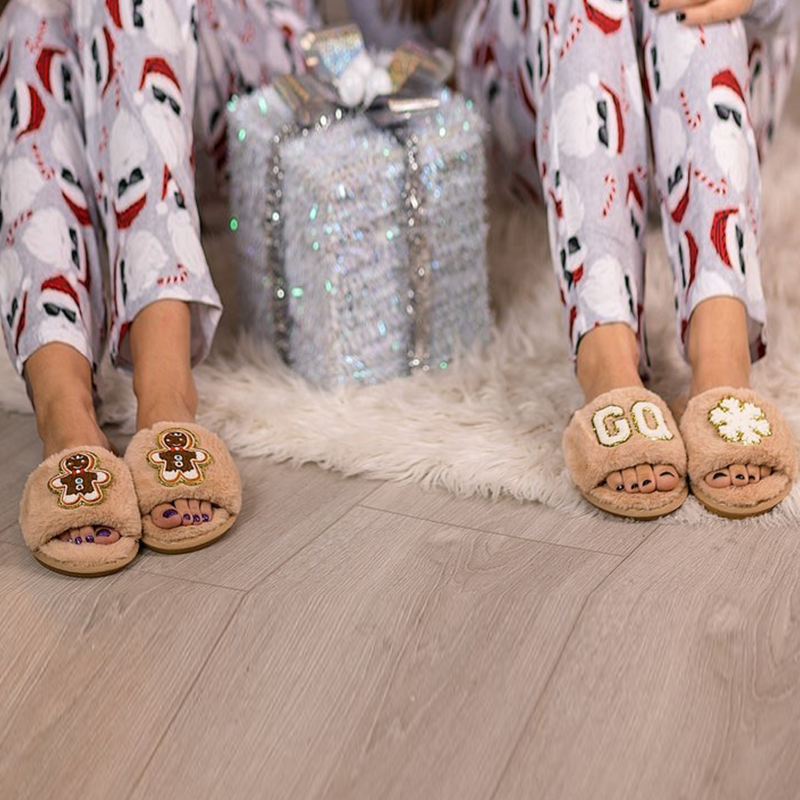 Christmas Fluffy Slippers Christmas Gifts Women Fluffy Slippers