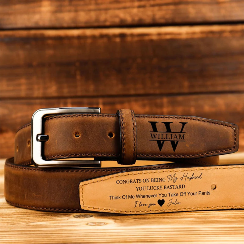 Personalized Leather Belt, Custom Leather Belt for Dad