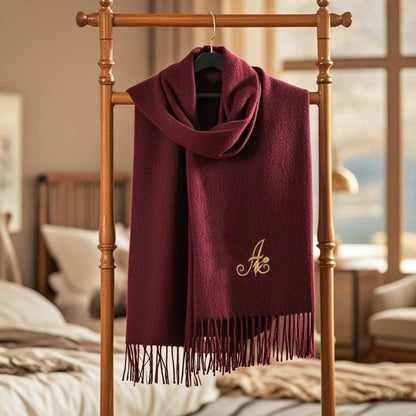 Embroidered Personalised Scarf, Monogrammed Scarf, Winter Scarf