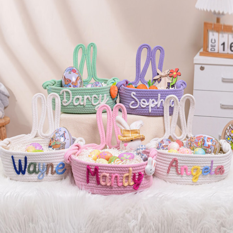 Personalized Easter Basket,Crochet Easter Basket with Name