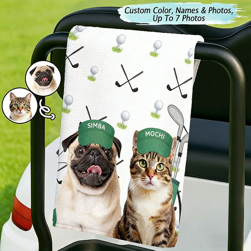 Custom Pet Golf Towel With Pet Photo Personalized Dog Name Golf Towel