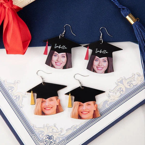 Personalized graduation earrings with names for graduation party gifts for graduates