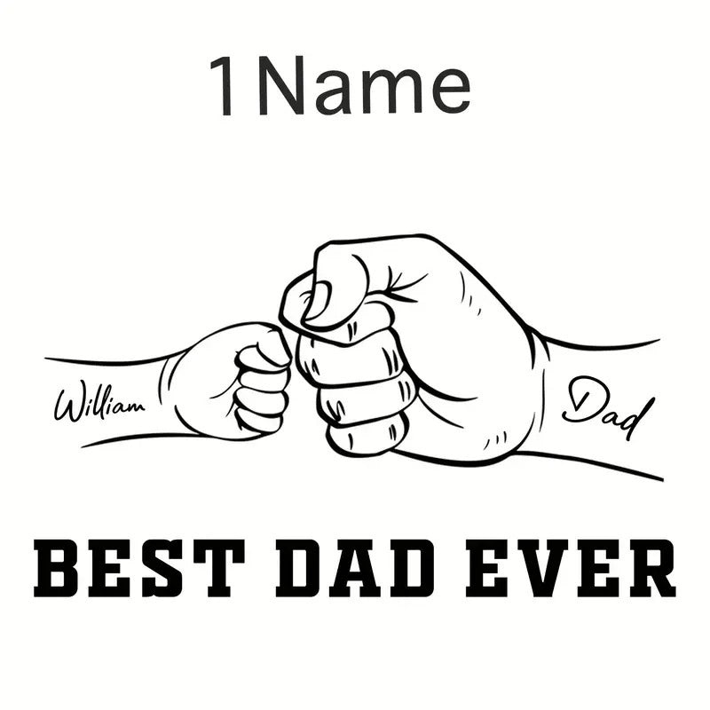 Personalized Dad And Kids Hands Engraved Leather Wallet