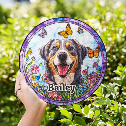 Custom Pet Portrait Stained Glass Suncatcher, Stained Glass Dog Memorial