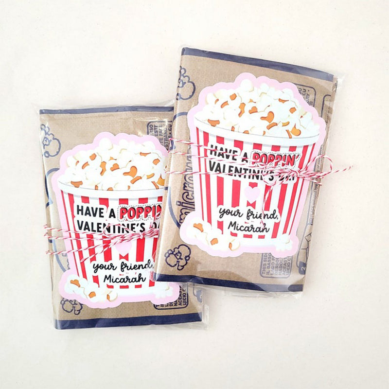 Valentine popcorn stickers,Valentine's Day stickers sets of 6