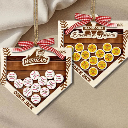 Personalized Baseball Coach Christmas Gift, Custom Softball Coach Gift