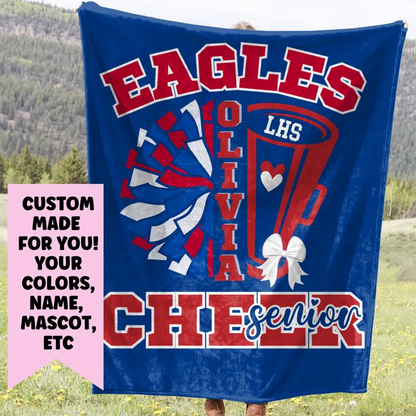 Cheerleader Blanket, Personalized Cheerleading Gift For Competitive Cheer or Senior Gift