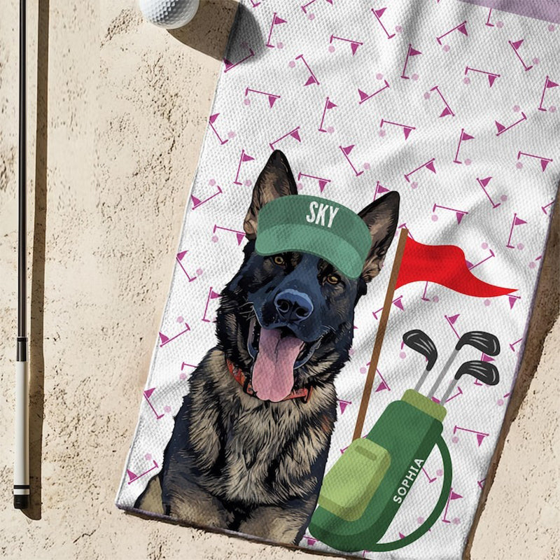 Custom Pet Golf Towel With Pet Photo Personalized Dog Name Golf Towel