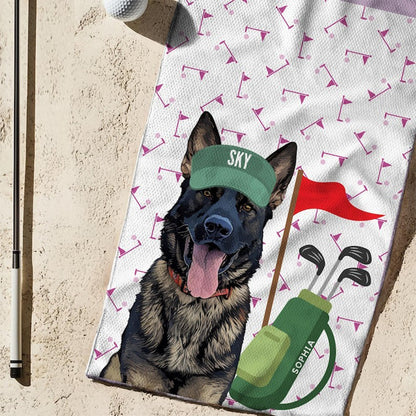 Custom Pet Golf Towel With Pet Photo Personalized Dog Name Golf Towel