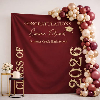 Graduation Backdrop Custom Class of 2026 Photo