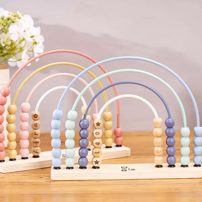 Personalized Montessori Rainbow Abacus,Wooden Engraved Baby Abacus