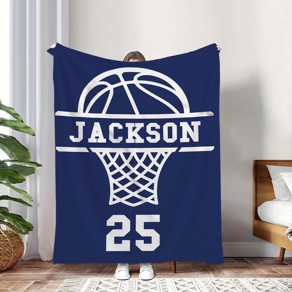 Personalized Basketball Custom Name and Number Blanket