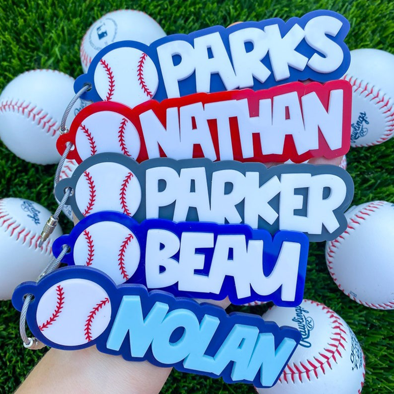 Custom Baseball Softball  Name Keychains