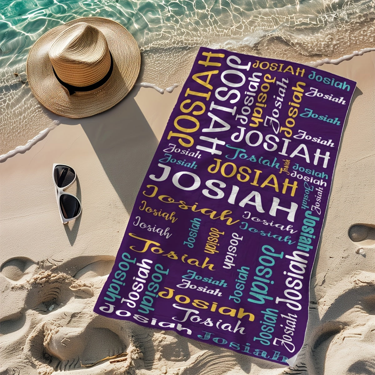 Unisex Personalized Beach Towel, Quick Drying Lightweight Custom Name Bath Towel