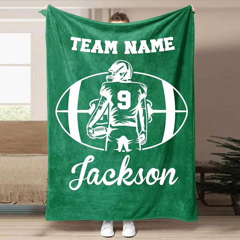 Football Customized Name and Number Blanket