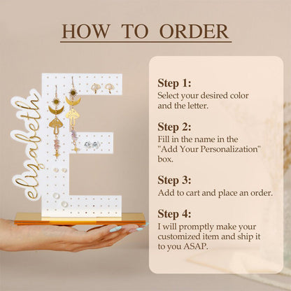 Personalized Earring Holder - Birthday Gift for Her, Custom Earring Display