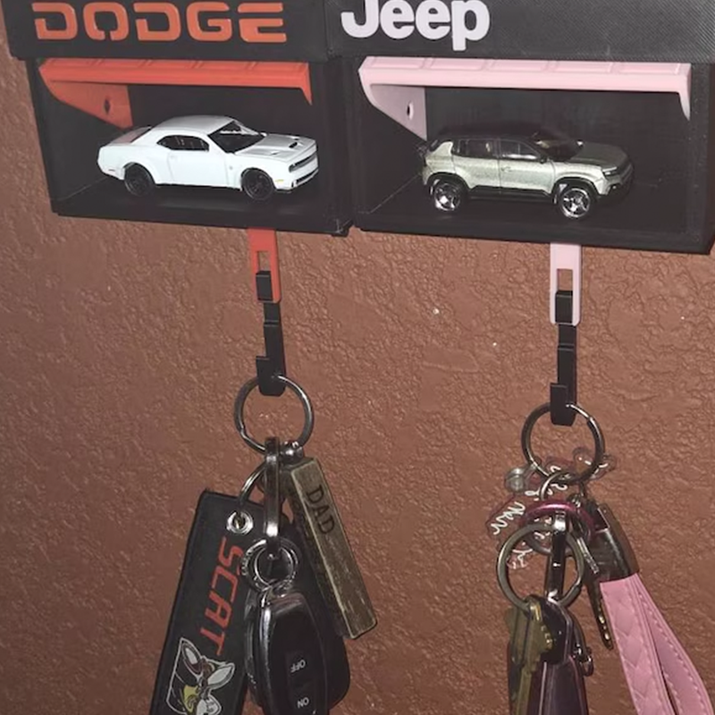 Mini Garage Key Holder: Toy Car Display with Hidden Compartment
