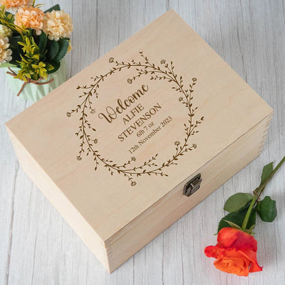 Personalised New Baby Large Wooden Memory Box Gifts
