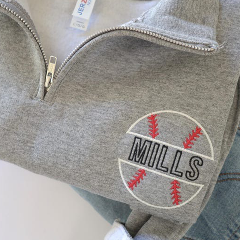 Custom Embroidered Baseball Quarter Zip - Personalized Name