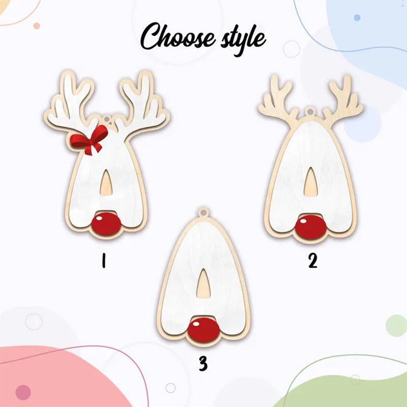 Personalized Christmas Letter Ornament 2025 Custom Family Initial Reindeer Decoration