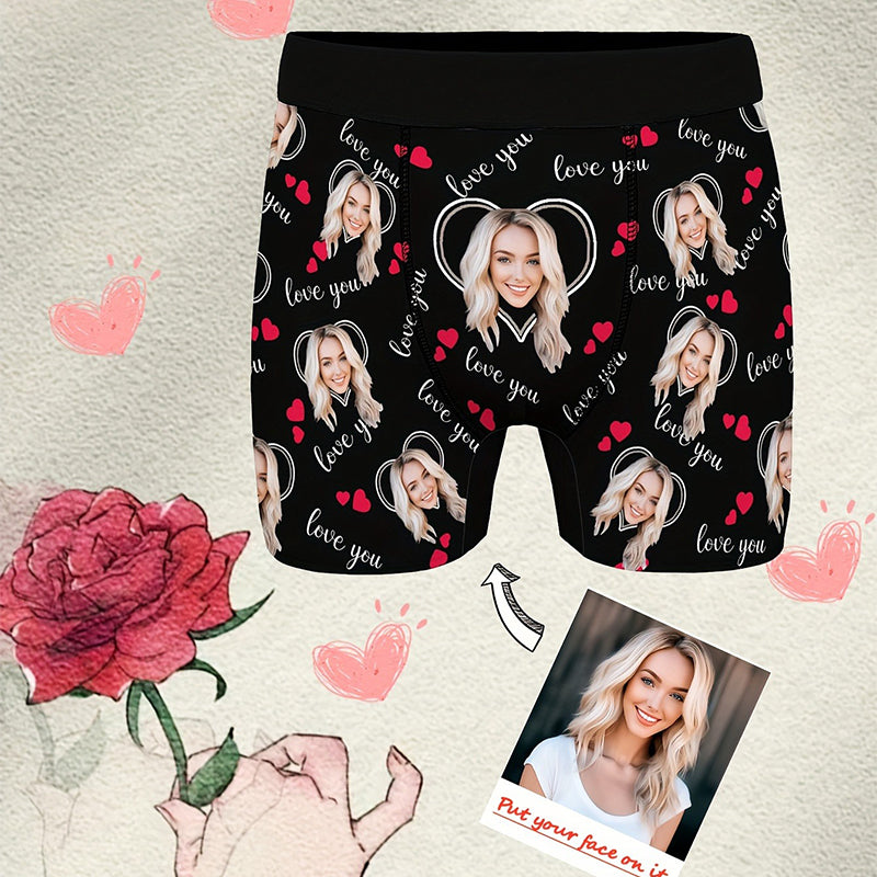 Custom Photo Print Boxer Briefs, High-Elastic Polyester