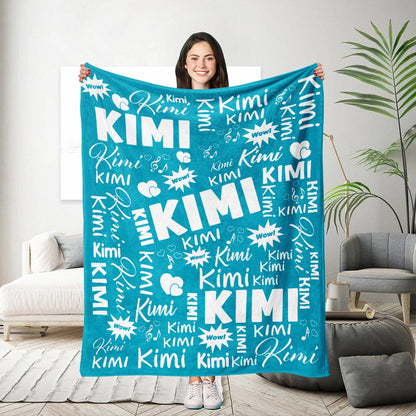 Customized Name Throw Blanket, Personalized Soft Flannel Fleece