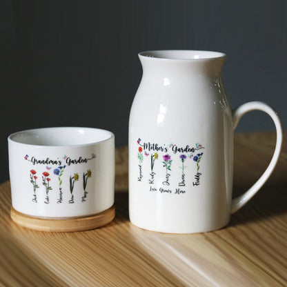 Personalized  Garden Mini Flower Vase, Birth Month Flower Family Customized Mini Flower Vase