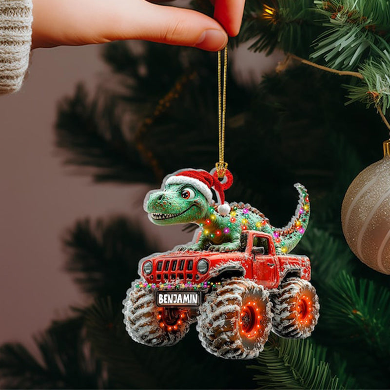 Custom Dinosaur Christmas Ornament, Monster Truck Ornament