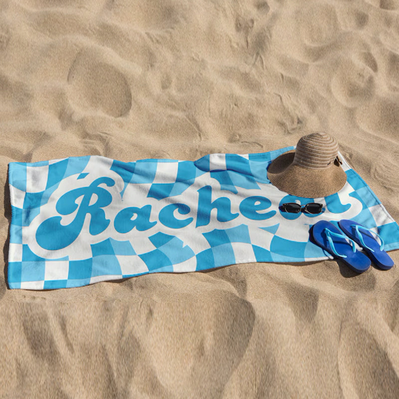 Personalized Beach Towel, Customized Vans Checker Pattern in Retro style Beach towel