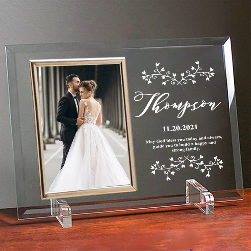 Engraved Wedding Frame, Glass Frame For Wedding Souvenirs