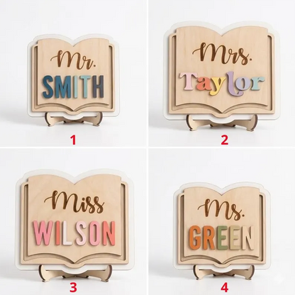 Personalized Teacher Gift, Custom Teacher Name Sign for Desk, 3D Layered