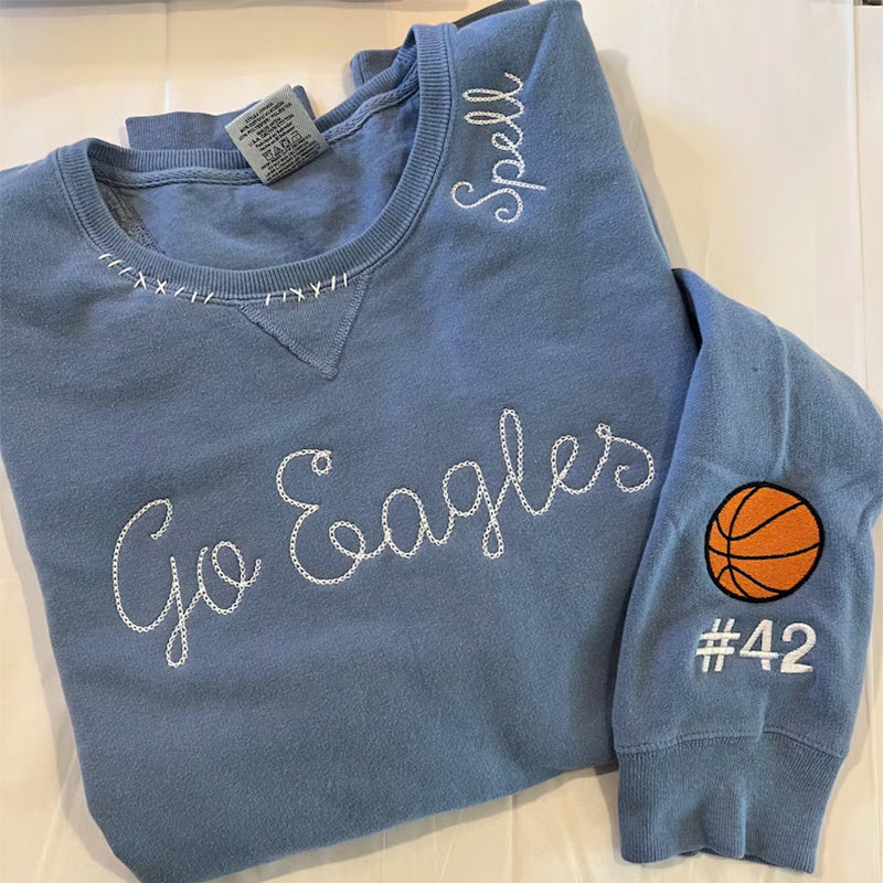 Football Sweatshirt, Sports Mom Sweatshirt, Embroidered Neck Shirt