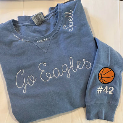 Football Sweatshirt, Sports Mom Sweatshirt, Embroidered Neck Shirt