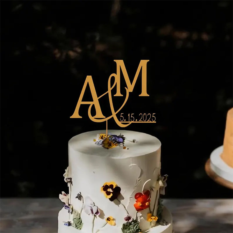 Custom Initial Monogram Wedding Cake Topper